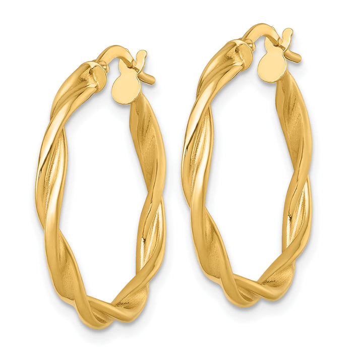 14k Polished Twist Hoop Earrings-TF2430