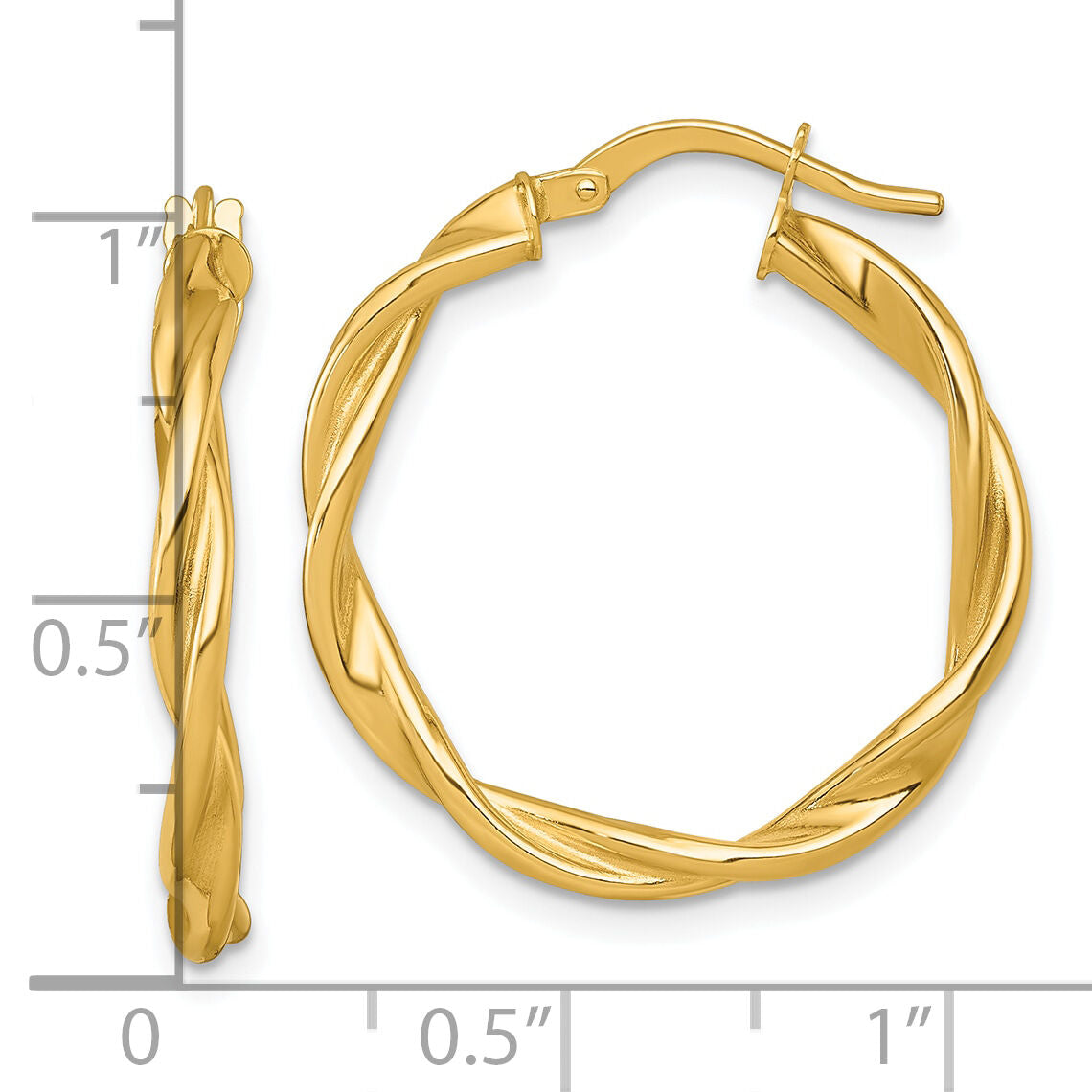 14k Polished Twist Hoop Earrings-TF2430