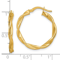 14k Polished Twist Hoop Earrings-TF2430