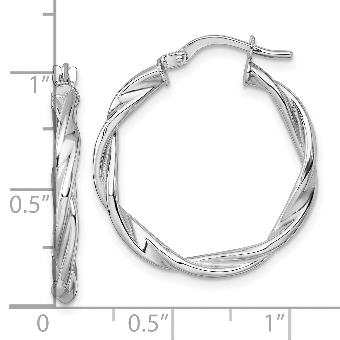 14k White Gold Polished Twist Hoop Earrings-TF2430W