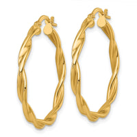 14k Polished Twist Hoop Earrings-TF2431