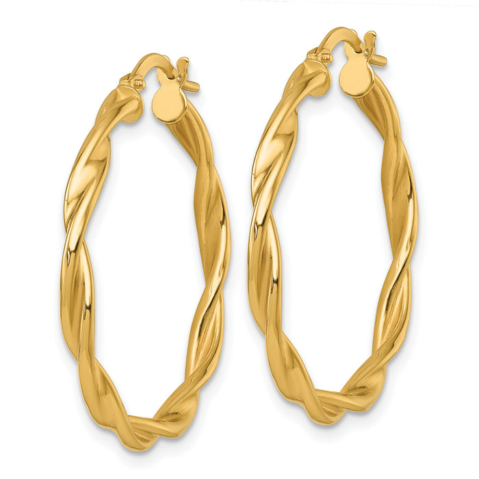 14k Polished Twist Hoop Earrings-TF2431