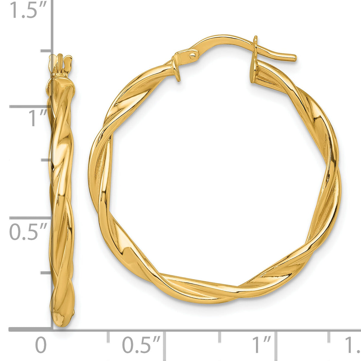 14k Polished Twist Hoop Earrings-TF2431