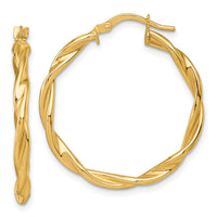 14k Polished Twist Hoop Earrings-TF2431
