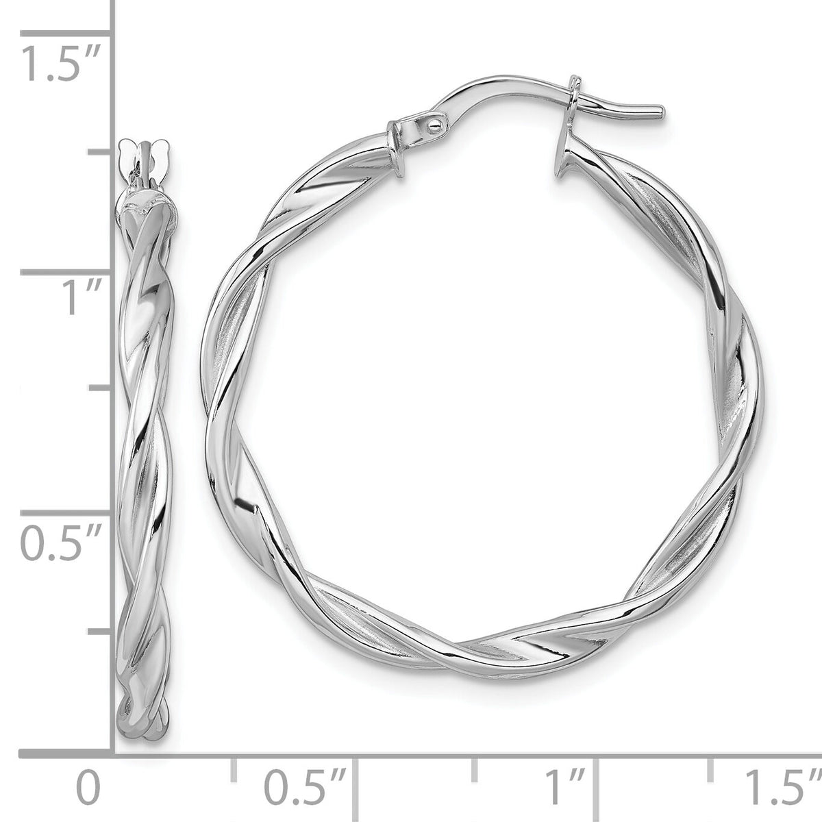 14k White Gold Polished Twist Hoop Earrings-TF2431W