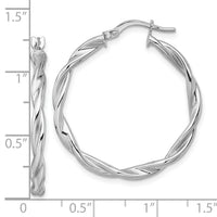 14k White Gold Polished Twist Hoop Earrings-TF2431W