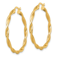 14k Polished Twist Hoop Earrings-TF2432
