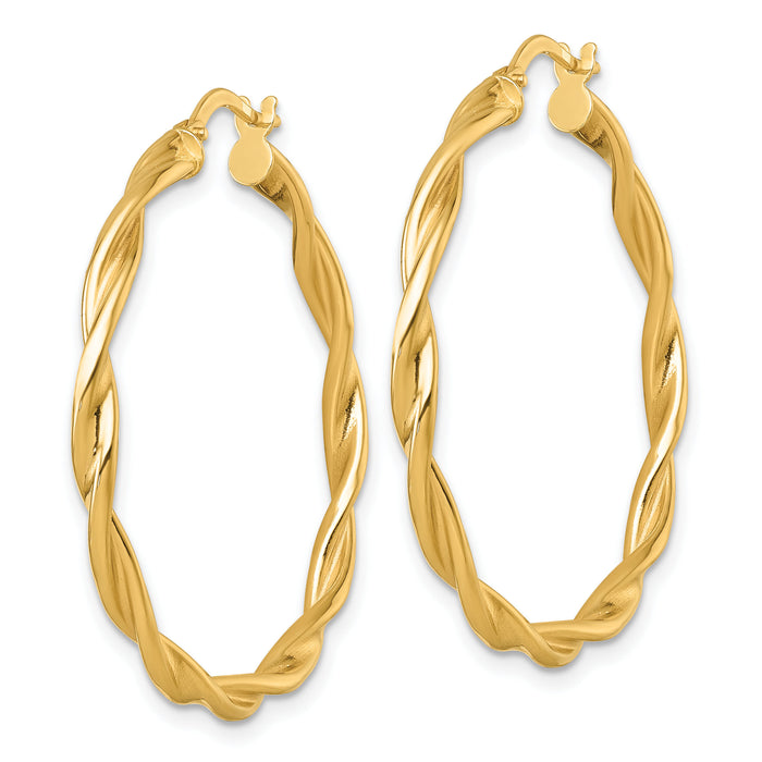 14k Polished Twist Hoop Earrings-TF2432