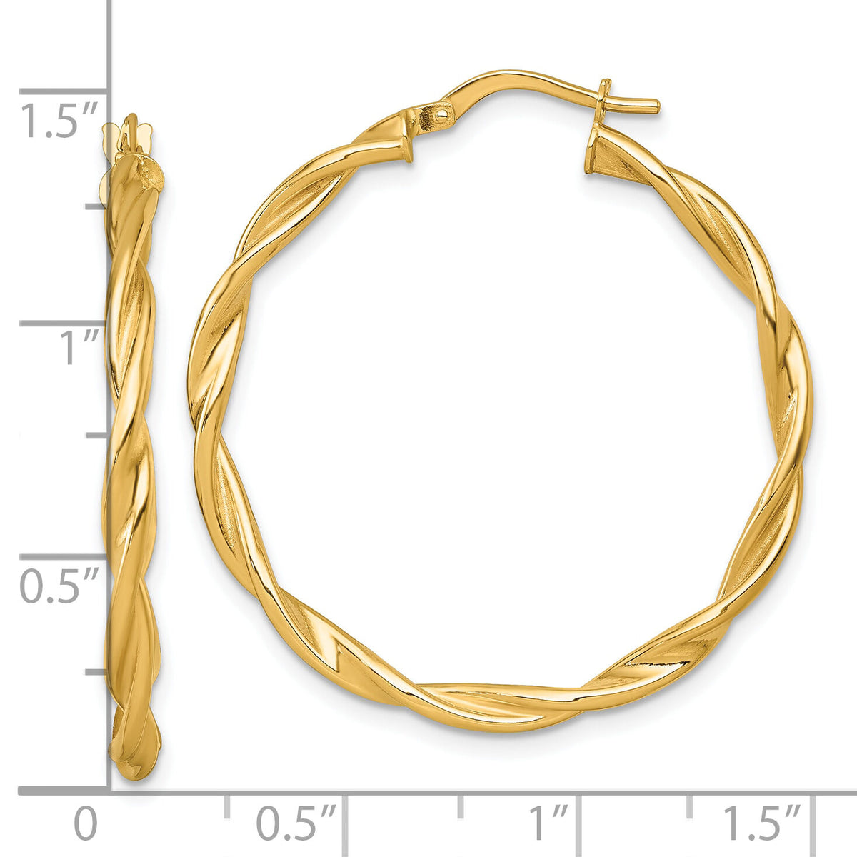 14k Polished Twist Hoop Earrings-TF2432