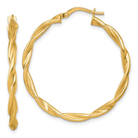 14k Polished Twist Hoop Earrings-TF2432