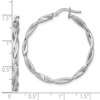 14k White Gold Polished Twist Hoop Earrings-TF2432W