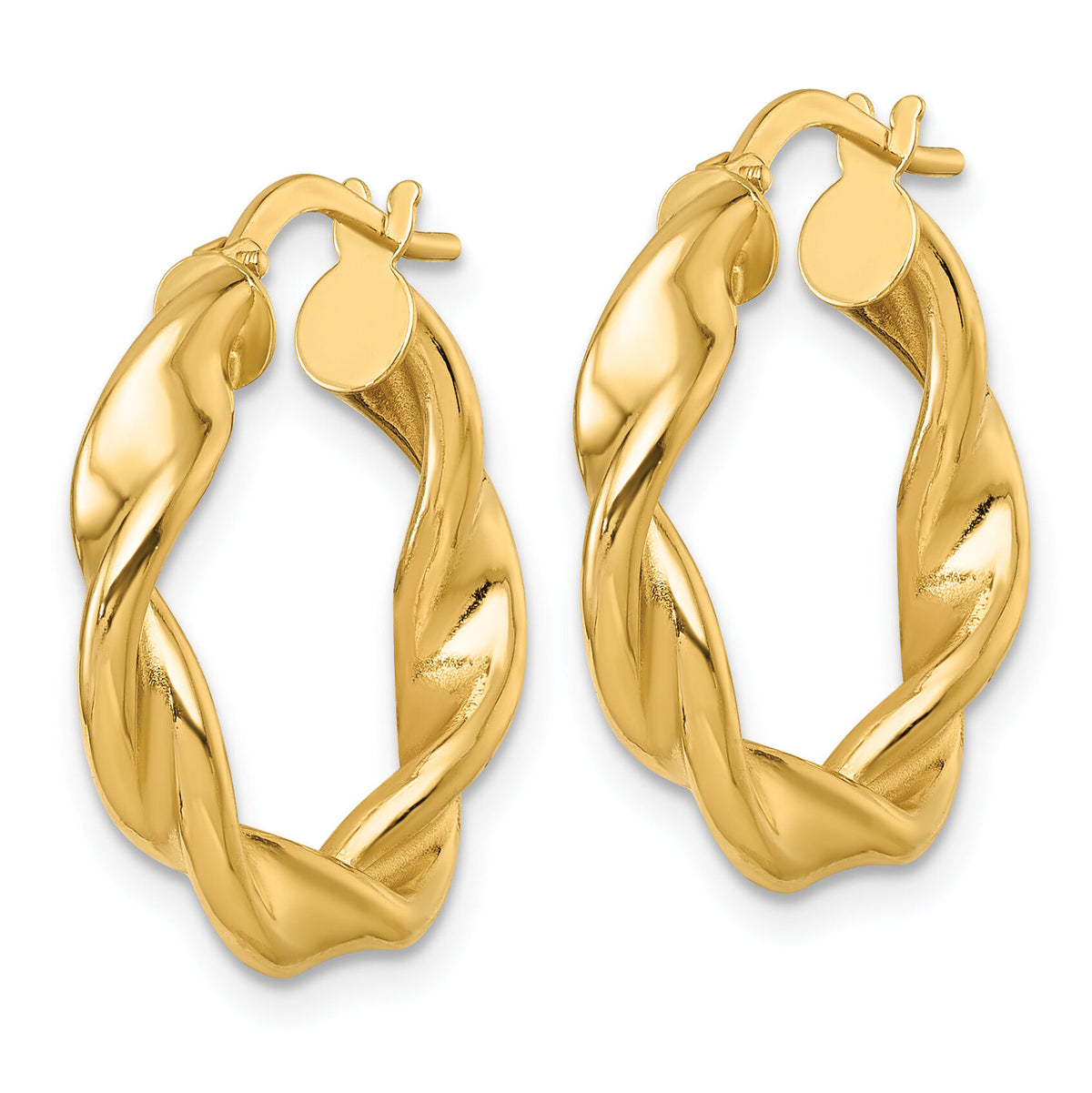 14k Polished Twist Hoop Earrings-TF2433