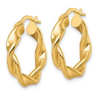 14k Polished Twist Hoop Earrings-TF2433