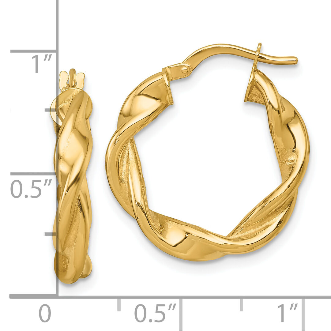 14k Polished Twist Hoop Earrings-TF2433