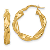 14k Polished Twist Hoop Earrings-TF2433
