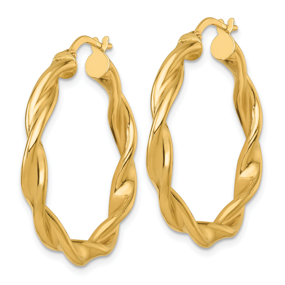 14k Polished Twist Hoop Earrings-TF2435