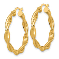 14k Polished Twist Hoop Earrings-TF2435
