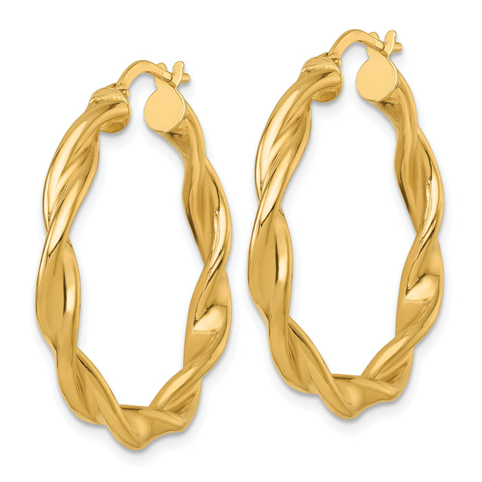 14k Polished Twist Hoop Earrings-TF2435