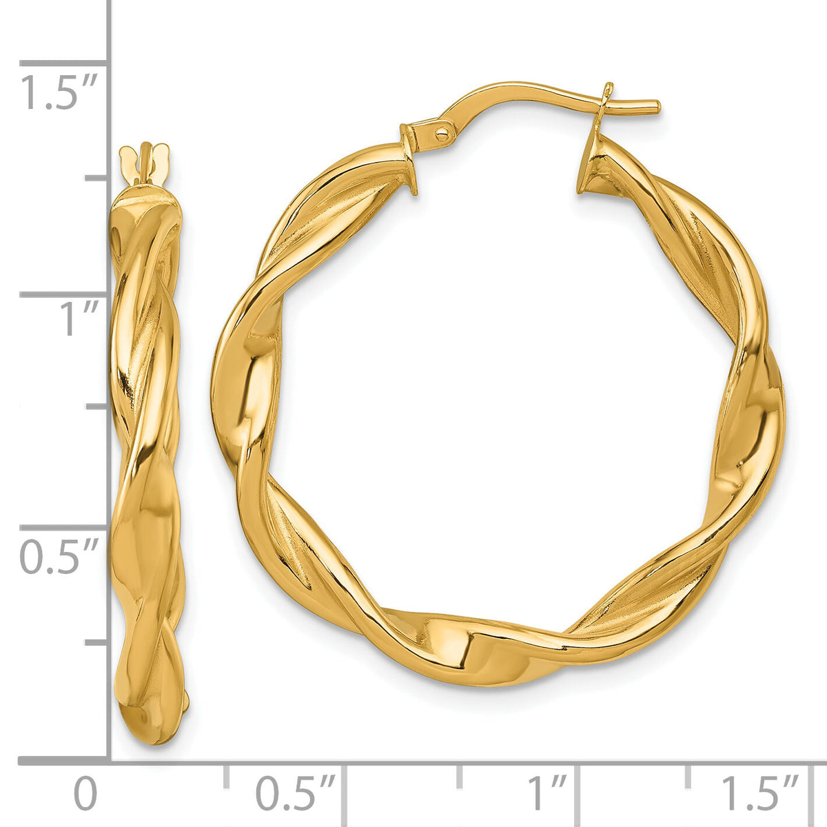 14k Polished Twist Hoop Earrings-TF2435