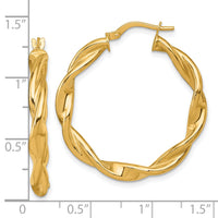 14k Polished Twist Hoop Earrings-TF2435