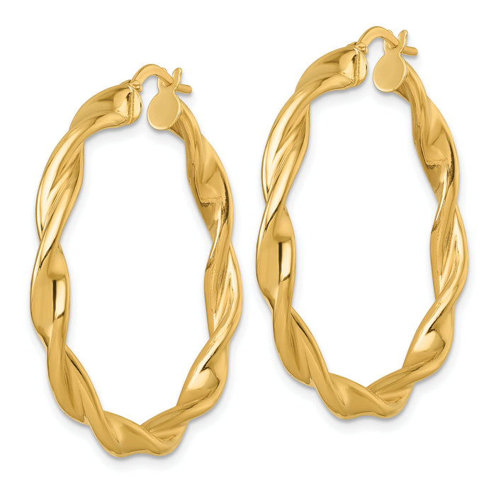 14k Polished Twist Hoop Earrings-TF2436