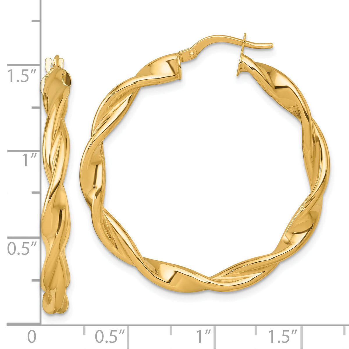 14k Polished Twist Hoop Earrings-TF2436