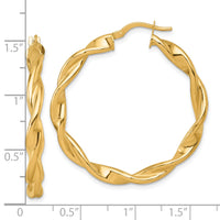 14k Polished Twist Hoop Earrings-TF2436