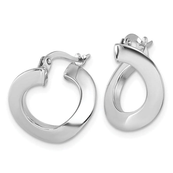 14k White Gold Polished Twisted Oval Hoop Earrings-TF2440W