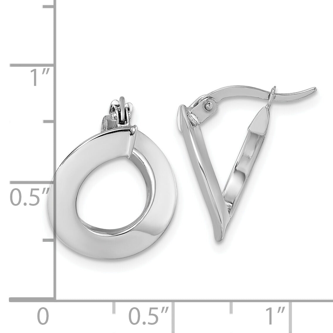 14k White Gold Polished Twisted Oval Hoop Earrings-TF2440W