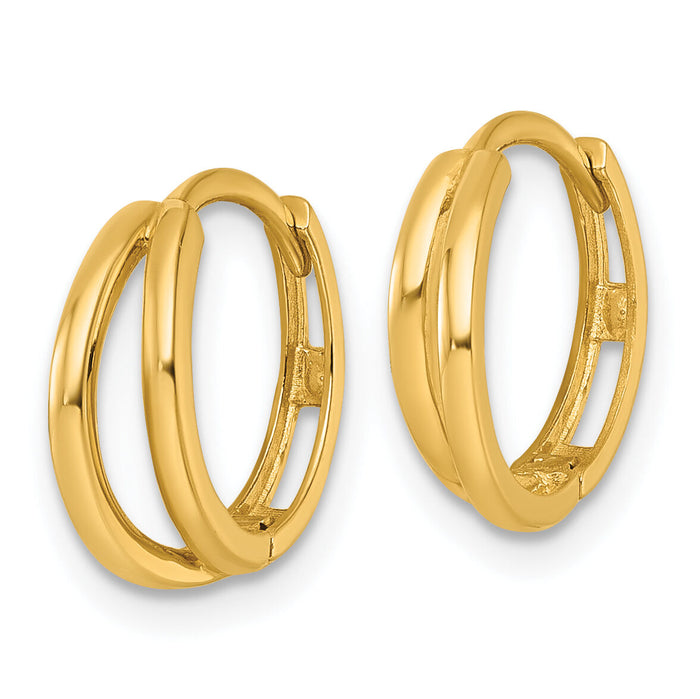 14k Polished Fancy Hinged Round Hoop Earrings-TF2441