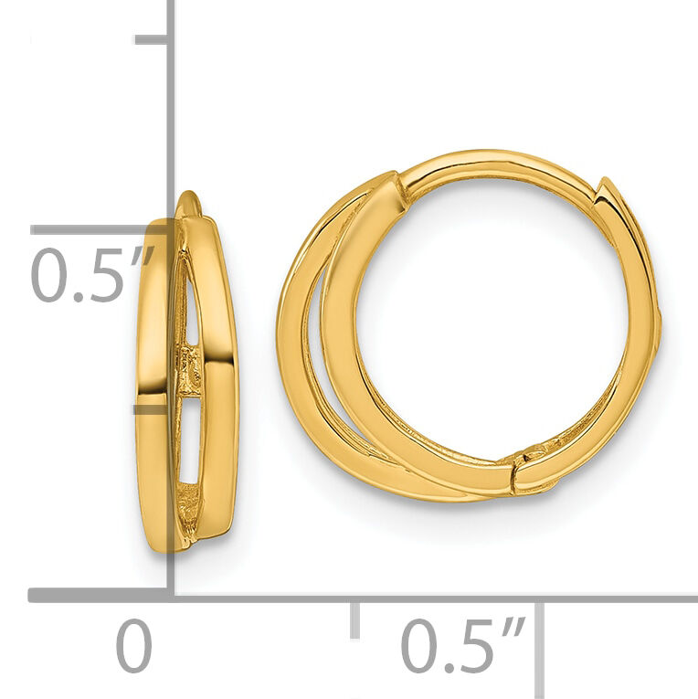 14k Polished Fancy Hinged Round Hoop Earrings-TF2441