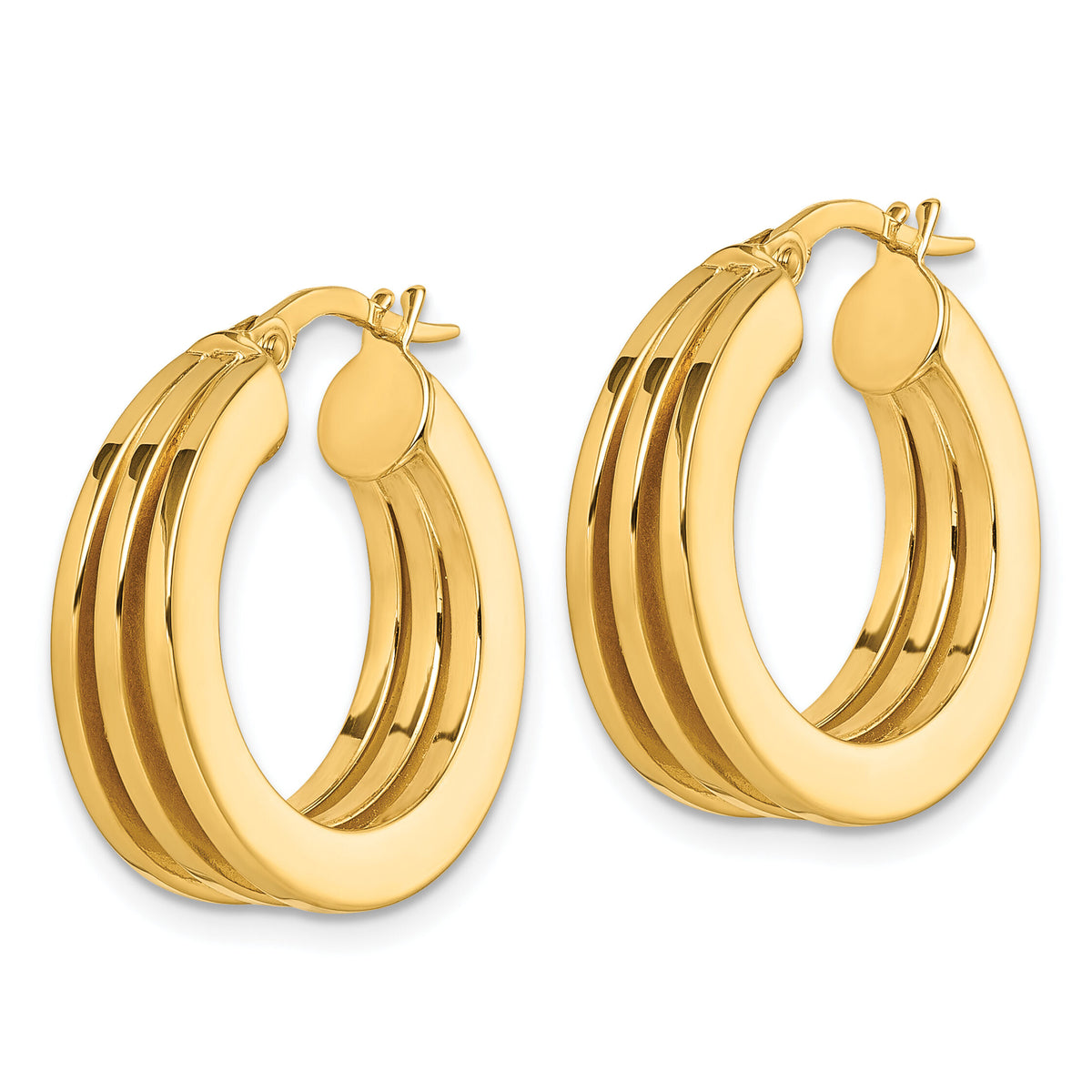14K Polished Square Tube Hoop Earrings-TF2445