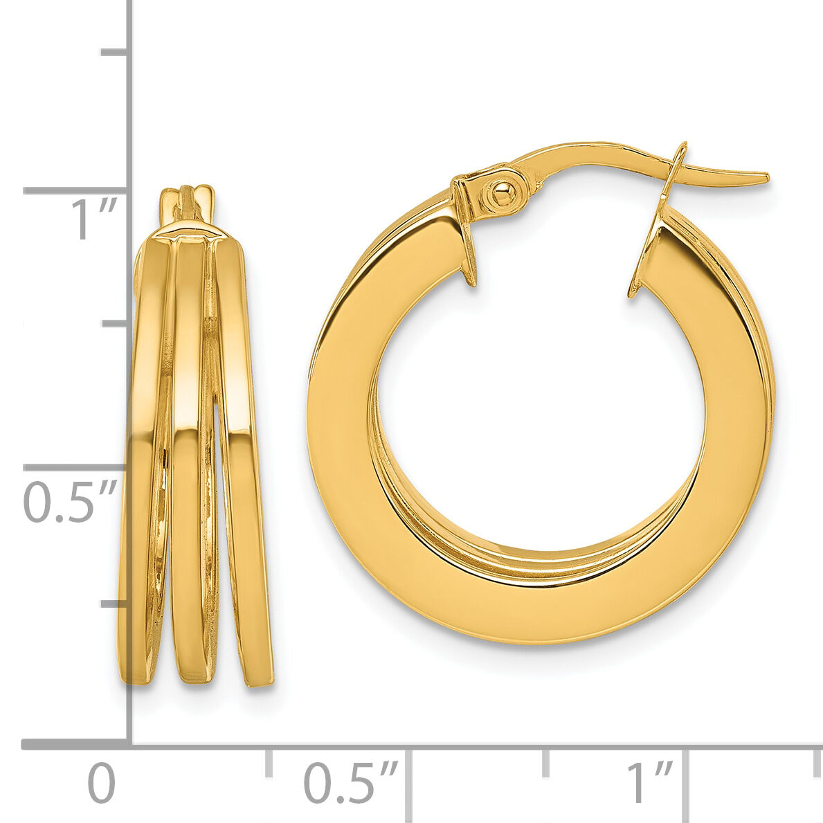 14K Polished Square Tube Hoop Earrings-TF2445