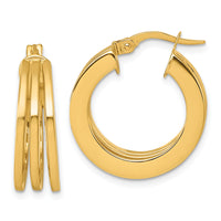 14K Polished Square Tube Hoop Earrings-TF2445