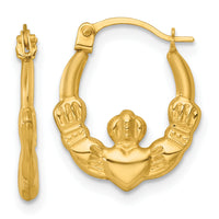 14k Polished Claddagh Hoop Earrings-TF2446