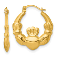 14k Polished Claddagh Hoop Earrings-TF2447