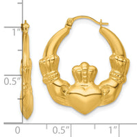 14k Polished Claddagh Hoop Earrings-TF2448