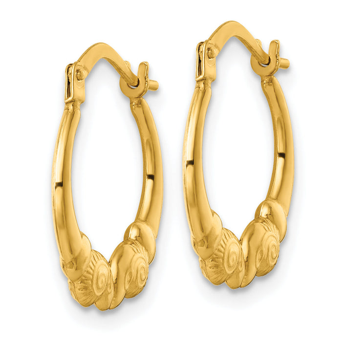 14k Polished Ram Head Hoop Earrings-TF2449