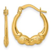 14k Polished Ram Head Hoop Earrings-TF2449