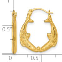 14k Polished Whale Hoop Earrings-TF2450