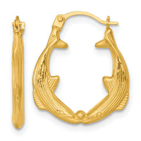 14k Polished Whale Hoop Earrings-TF2450