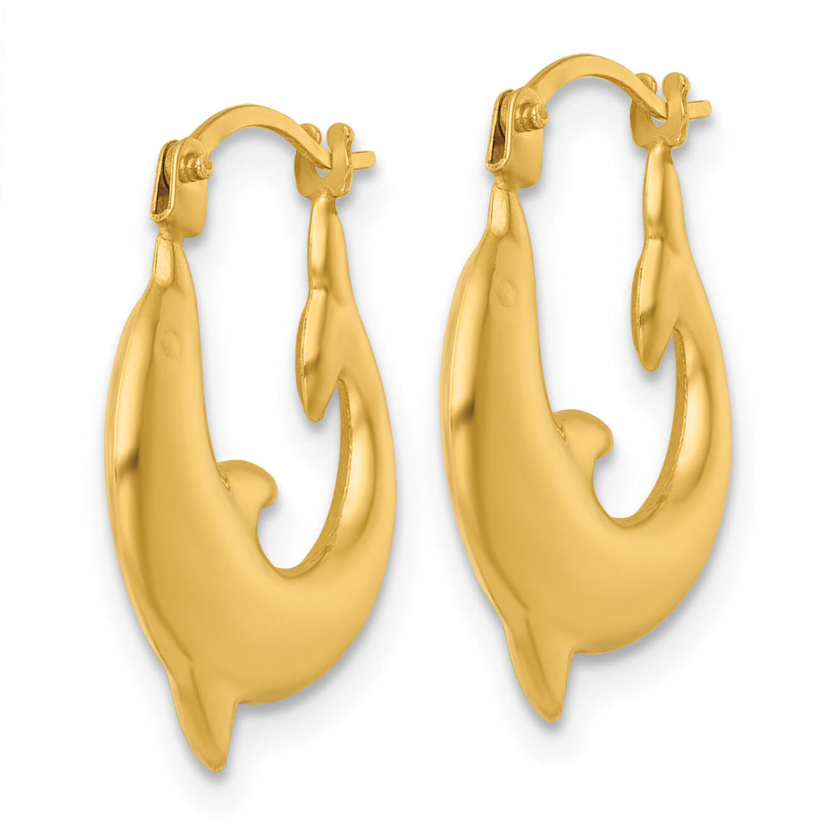 14k Polished Dolphin Hoop Earrings-TF2451