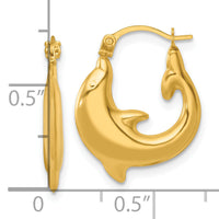 14k Polished Dolphin Hoop Earrings-TF2451