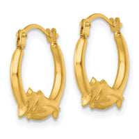 14k Polished Dolphins Hoop Earrings-TF2452