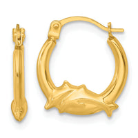 14k Polished Dolphins Hoop Earrings-TF2452