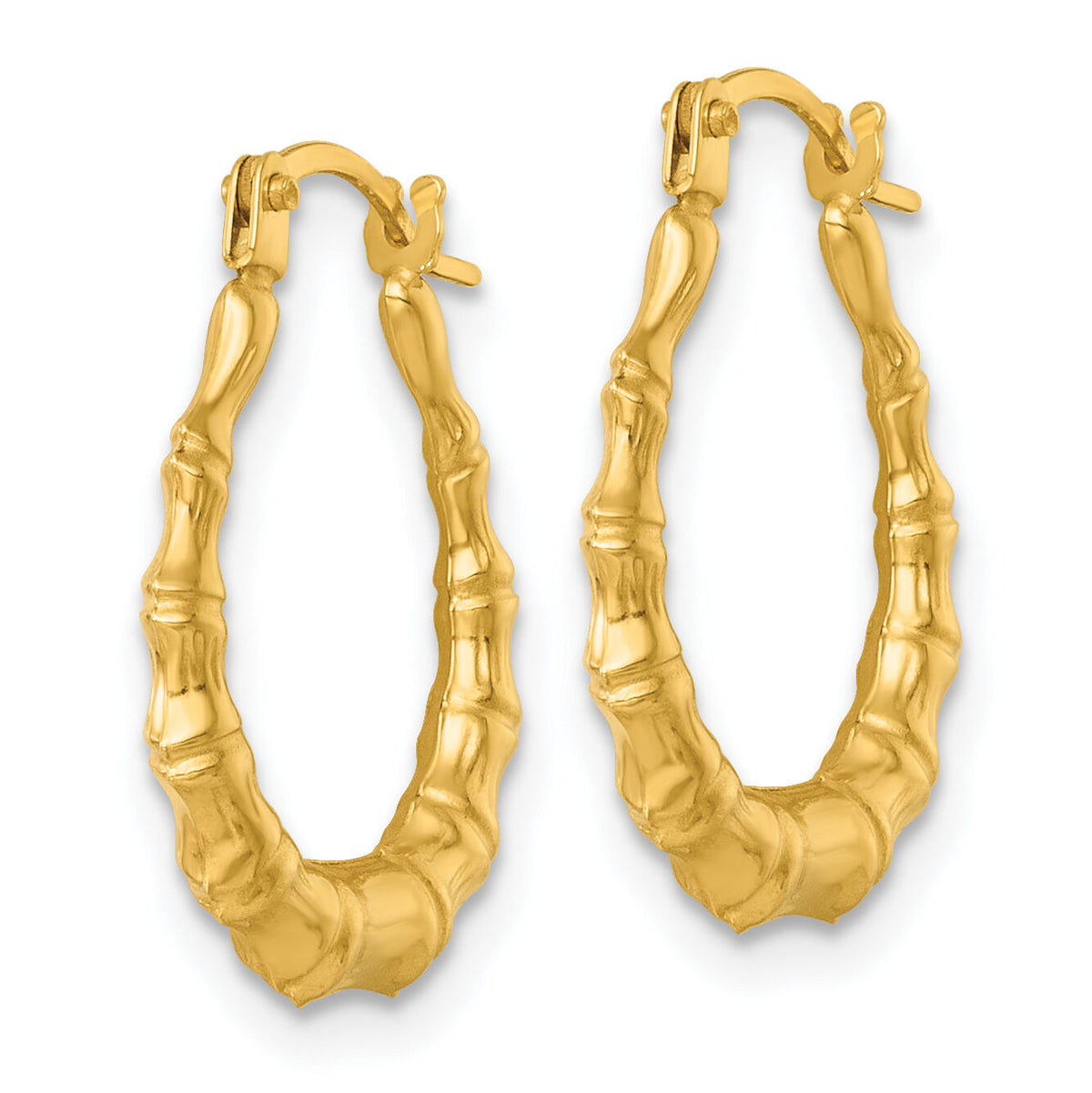 14k Polished Bamboo Hoop Earrings-TF2453