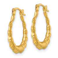 14k Polished Bamboo Hoop Earrings-TF2453