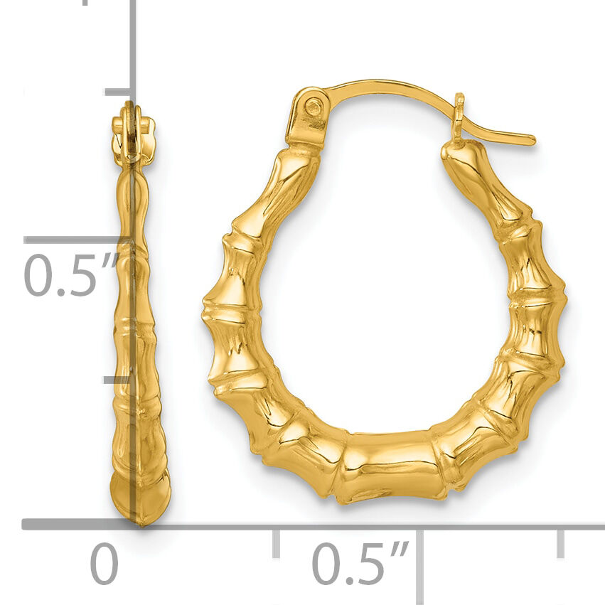 14k Polished Bamboo Hoop Earrings-TF2453