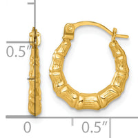 14k Polished Bamboo Hoop Earrings-TF2454