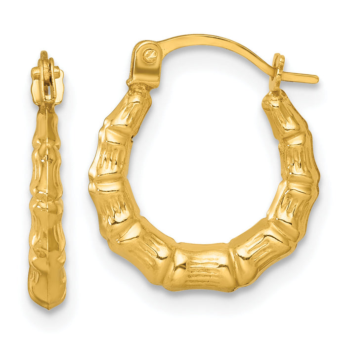 14k Polished Bamboo Hoop Earrings-TF2454